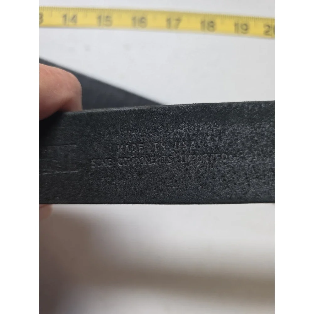 Duluth Trading Co Mens Size 48 Black Leather Belt USA Made Heavy Duty Workwear